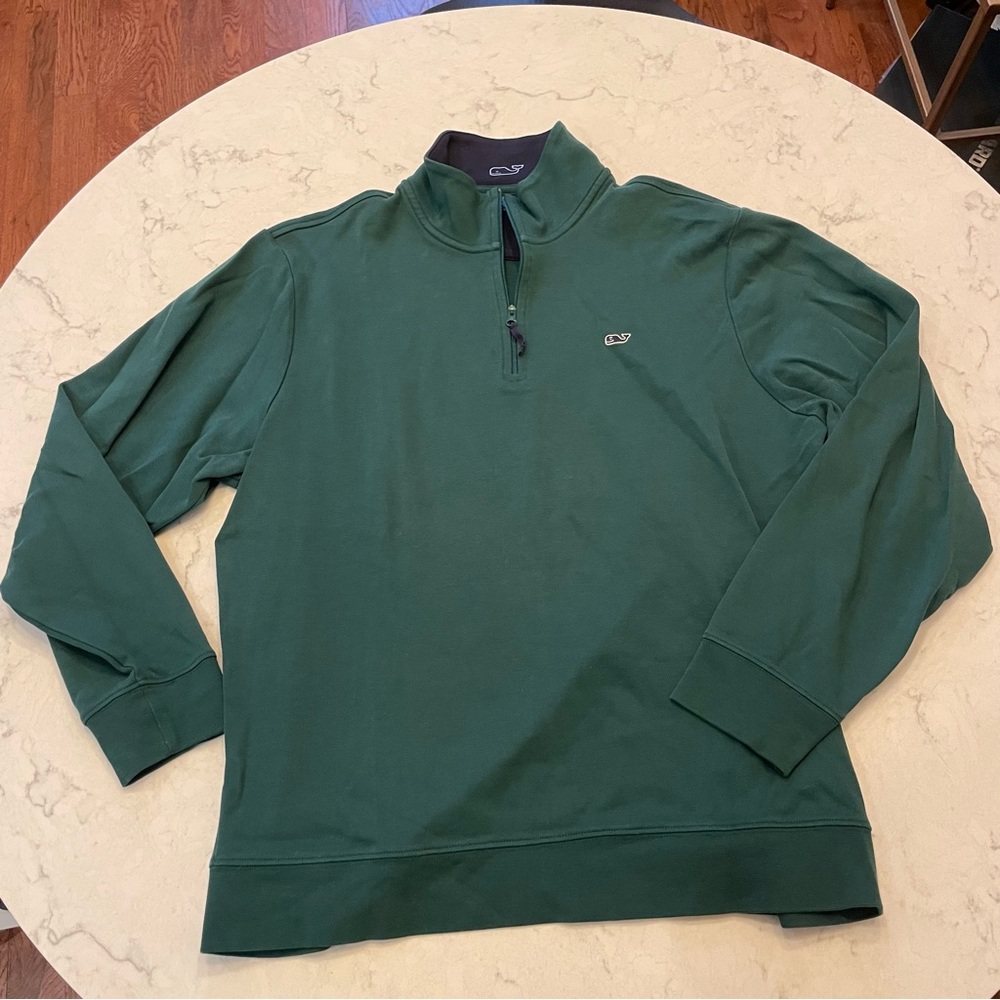 Vineyard Vines Men’s Quarter Zip in Dark Green Size Large